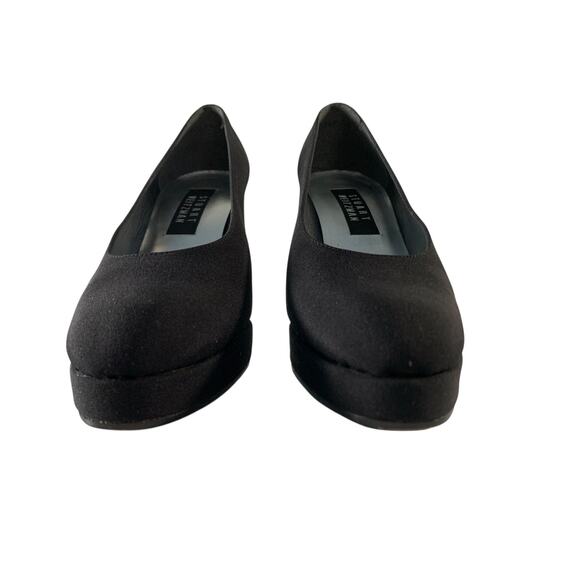 VTG STUART WEITZMAN Women size 8 Black Fabric Pisa Platform Pumps - Picture 4 of 16